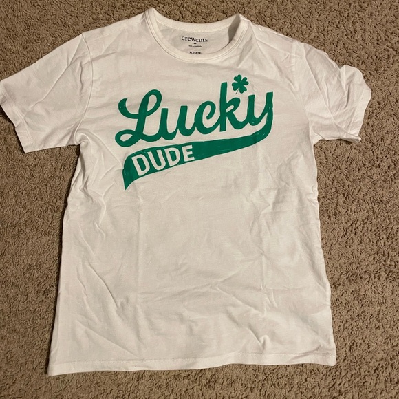 Crewcuts Other - J Crew Crewcuts Lucky Dude White Cotton Tee with Green St Patty's Day Graphic